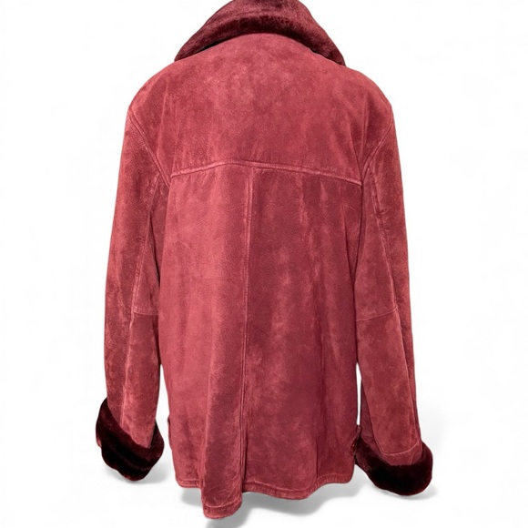 Dennis Basso | Y2K Vintage Red Leather Jacket with Faux Fur Trim - Picture 8 of 12